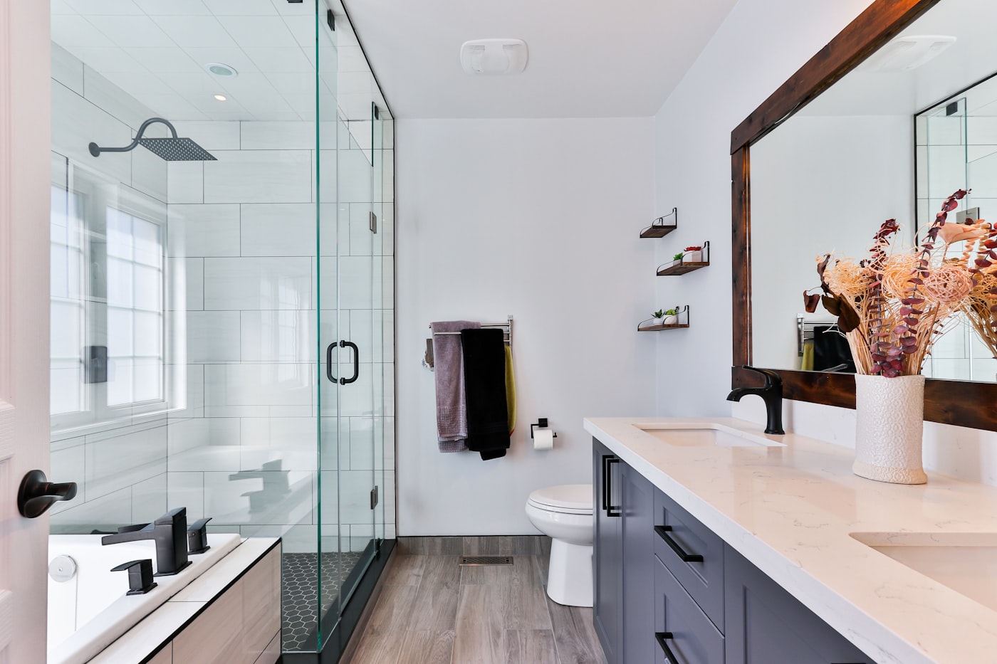 Bathroom fixtures connected to a home water system